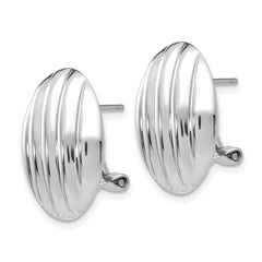 14k White Gold Polished Fancy Omega Back Post Earrings - 3