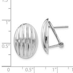 14k White Gold Polished Fancy Omega Back Post Earrings - 3