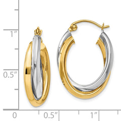 14k Two-tone Polished Double Oval Hoop Earrings - 3