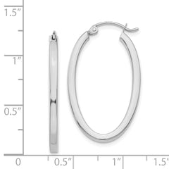 14k White Gold Oval Hoop Earrings - 2