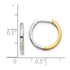 14k Two-tone Round Hinged Hoop Earrings - 3