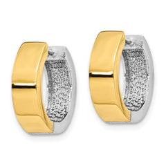 14k Two-tone Round Hinged Hoop Earrings - 2