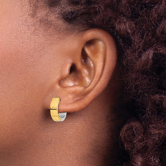 14k Two-tone Round Hinged Hoop Earrings - 2
