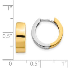14k Two-tone Round Hinged Hoop Earrings - 2