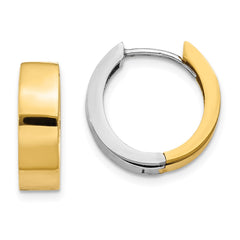 14k Two-tone Round Hinged Hoop Earrings - 2
