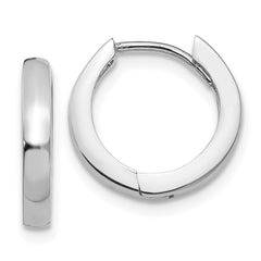 14k White Gold Round Hinged Hoop Earrings - 2