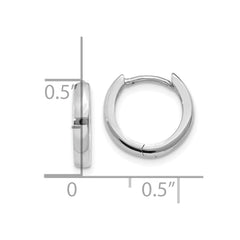 14k White Gold Round Hinged Hoop Earrings - 11