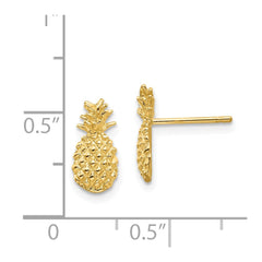 14K Polished and Textured Pineapple Post Earrings