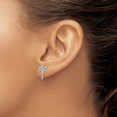 14k White Gold Palm Tree Post Earrings