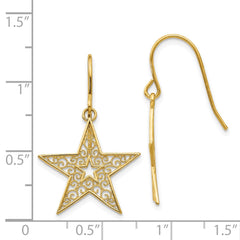 14k Filigree Star Shepherd Hook Earrings