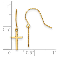 14k Dangle Cross Shepherd Hook Earrings