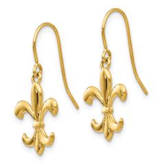 14k Polished Fleur de lis Dangle Earrings