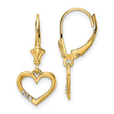 14k & White Rhodium D/C Heart Leverback Earrings - 2