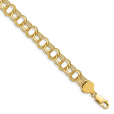 14k 8.5mm Solid Triple Link 7 inch Charm Bracelet