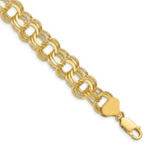 14k 11mm Solid Triple Link 8 inch Charm Bracelet