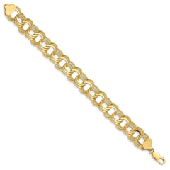 14k 12mm Solid Triple Link 7 inch Charm Bracelet