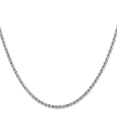 14K White Gold 24 inch 2.25mm Regular Rope with Lobster Clasp Chain