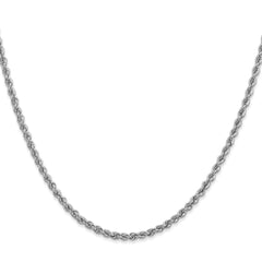 14K White Gold 22 inch 2.5mm Regular Rope with Lobster Clasp Chain