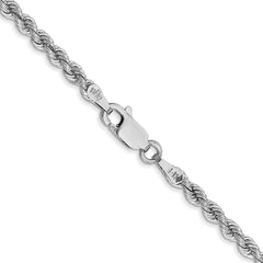 14K White Gold 24 inch 2.75mm Regular Rope with Lobster Clasp Chain