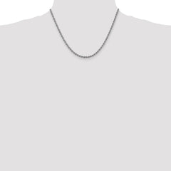 14K White Gold 18 inch 3mm Regular Rope with Lobster Clasp Chain