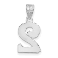 14kw Polished Etched Number 2 Pendant