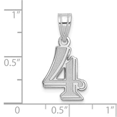 14kw Polished Etched Number 4 Pendant