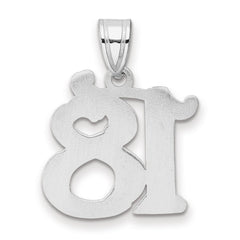 14kw Polished Etched Number 18 Pendant