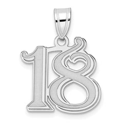 14kw Polished Etched Number 18 Pendant