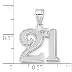 14kw Polished Etched Number 21 Pendant
