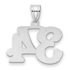 14kw Polished Etched Number 34 Pendant