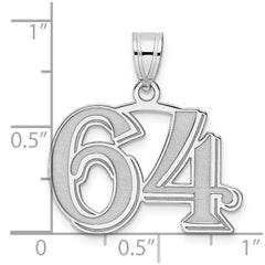 14kw Polished Etched Number 64 Pendant