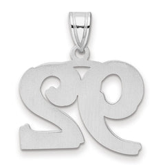 14kw Polished Etched Number 92 Pendant