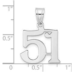 14kw Polished Number 51 Pendant