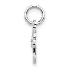 14KW White Gold Casted Script Letter F Initial Charm