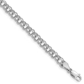 14k White Gold 5mm Solid Double Link 8 inch Charm Bracelet