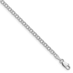 14k White Gold 3mm Solid Double Link 5.5 inch Childs Charm Bracelet