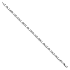 14k White Gold 3.5mm Solid Double Link 7 inch Charm Bracelet