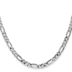 14K White Gold 18 inch 4.5mm Flat Figaro with Lobster Clasp Chain