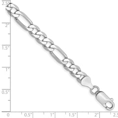 14K White Gold 8 inch 6mm Flat Figaro with Lobster Clasp Bracelet