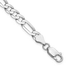 14K White Gold 7 inch 6mm Flat Figaro with Lobster Clasp Bracelet