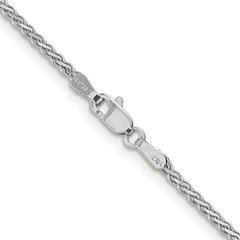 14K White Gold 24 inch 1.9mm Flat Wheat with Lobster Clasp Chain