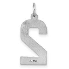 14kw Large Brushed Diamond-cut Number 2 Charm