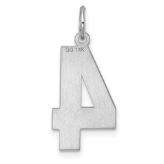 14kw Large Brushed Diamond-cut Number 4 Charm