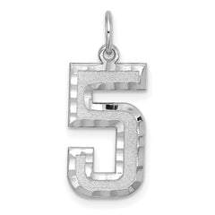14kw Large Brushed Diamond-cut Number 5 Charm