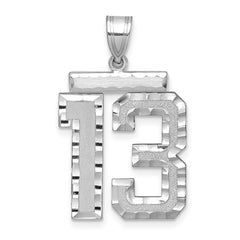 14kw Large Brushed Diamond-cut Number 13 Charm