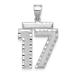 14kw Large Brushed Diamond-cut Number 17 Charm