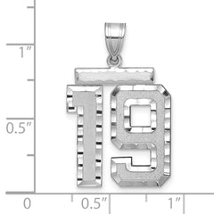 14kw Large Brushed Diamond-cut Number 19 Charm