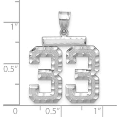 14kw Large Brushed Diamond-cut Number 33 Charm