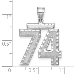 14kw Large Brushed Diamond-cut Number 74 Charm