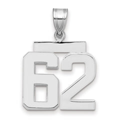 14kw Medium Polished Number 62 Charm